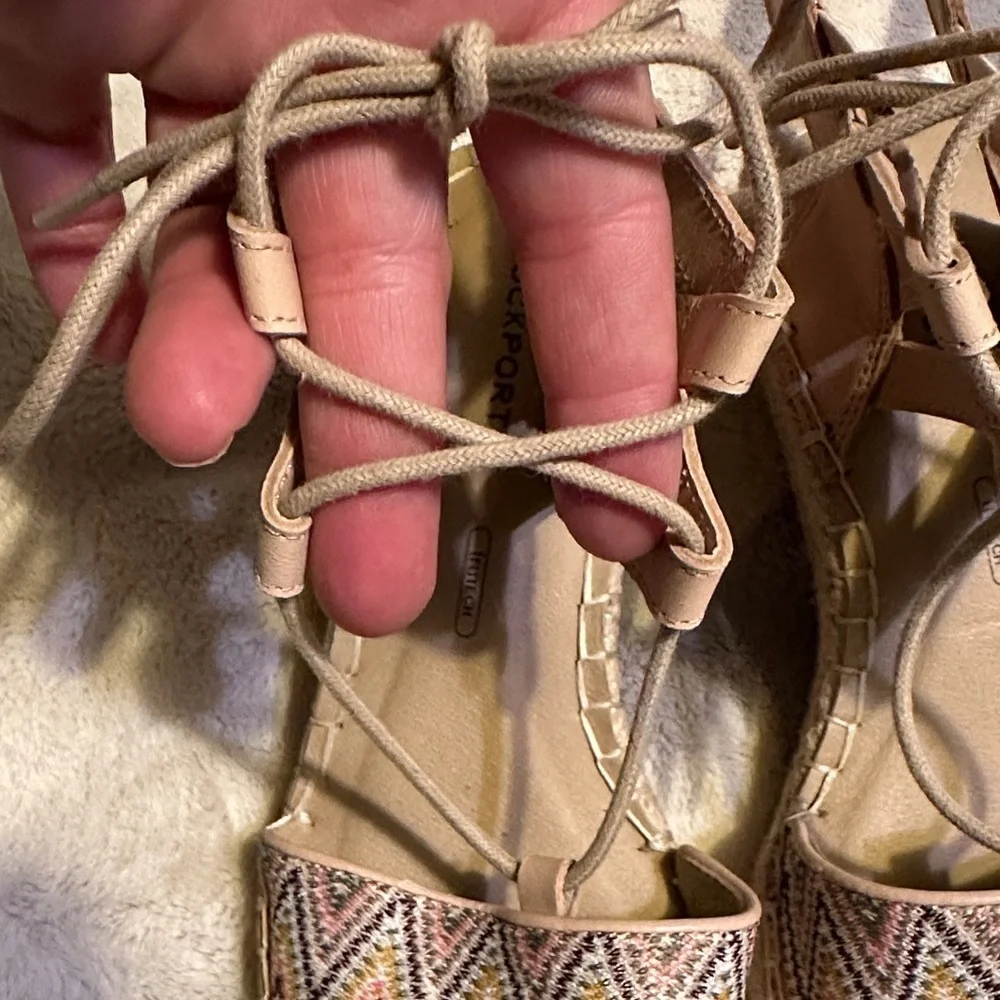 Rockport Beige and Multicolor Espadrille Sandals